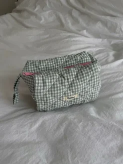 Design By Si Honey lille toilettaske - Hvid/grøn ternet Discount
