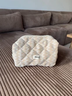 Design By Si Honey lille toilettaske med mønster - Beige Discount