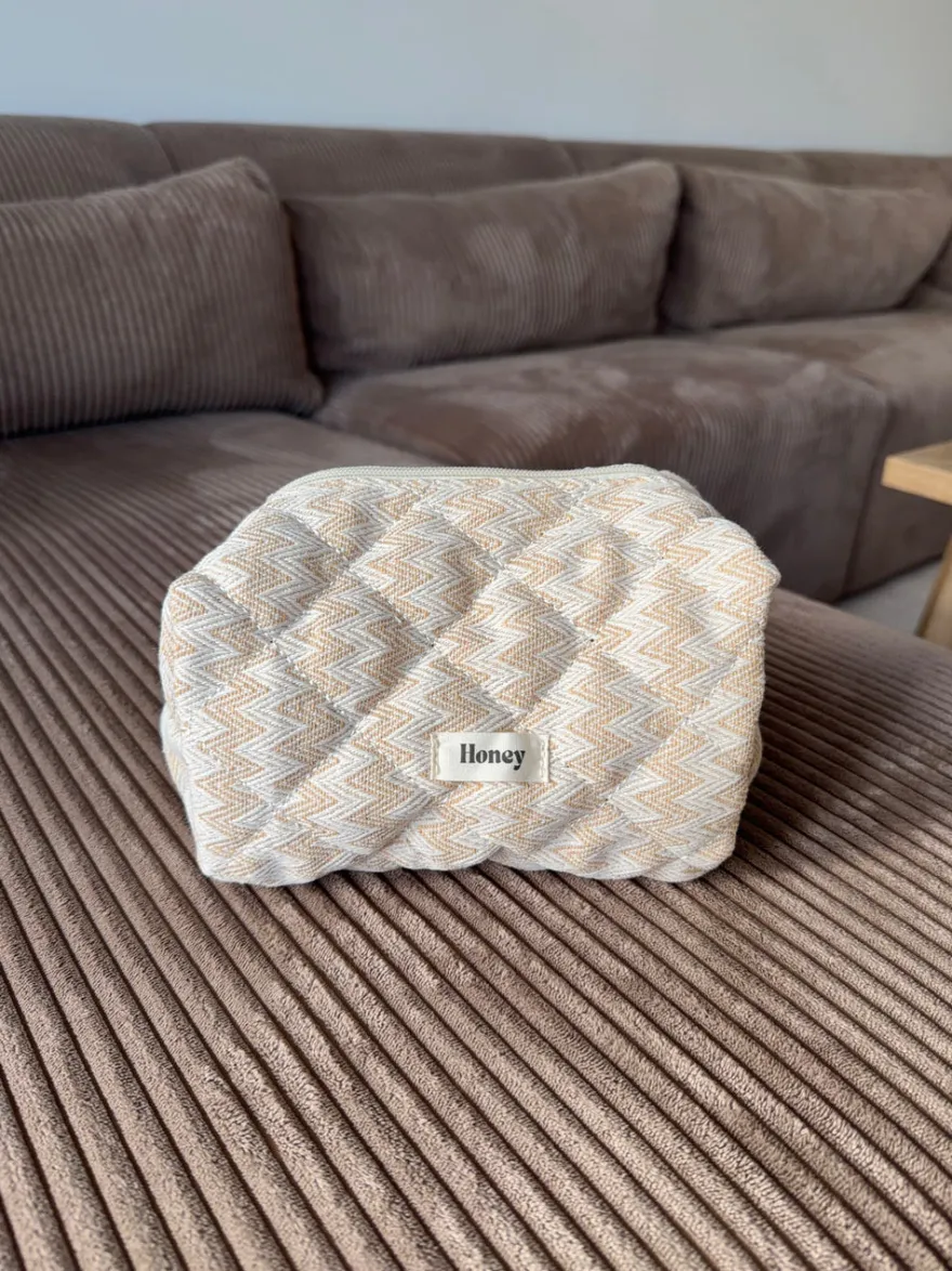Design By Si Honey lille toilettaske med mønster - Beige Discount