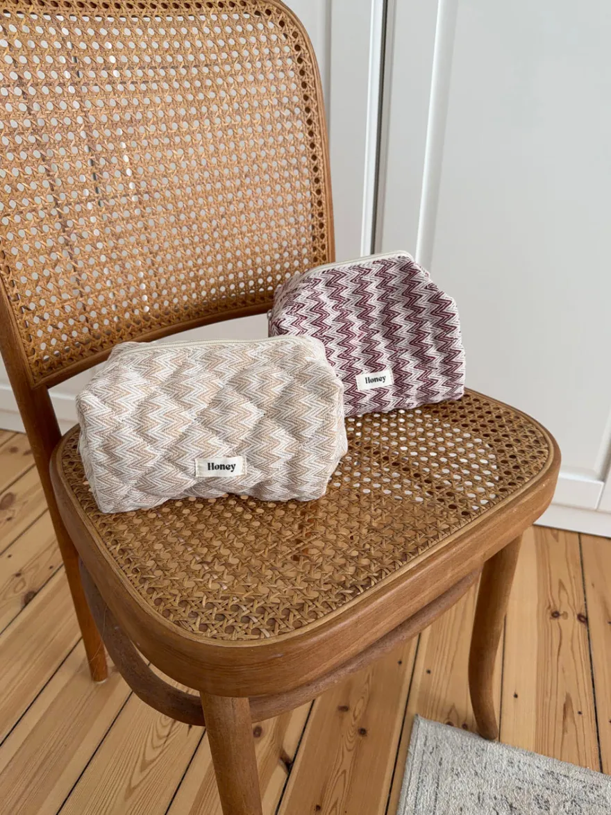 Design By Si Honey lille toilettaske med mønster - Beige Discount