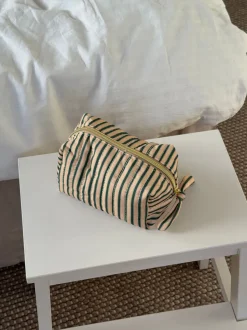 Design By Si Honey lille toilettaske med striber - Beige/grøn New