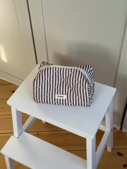Design By Si Honey lille toilettaske med striber - Beige/brun New