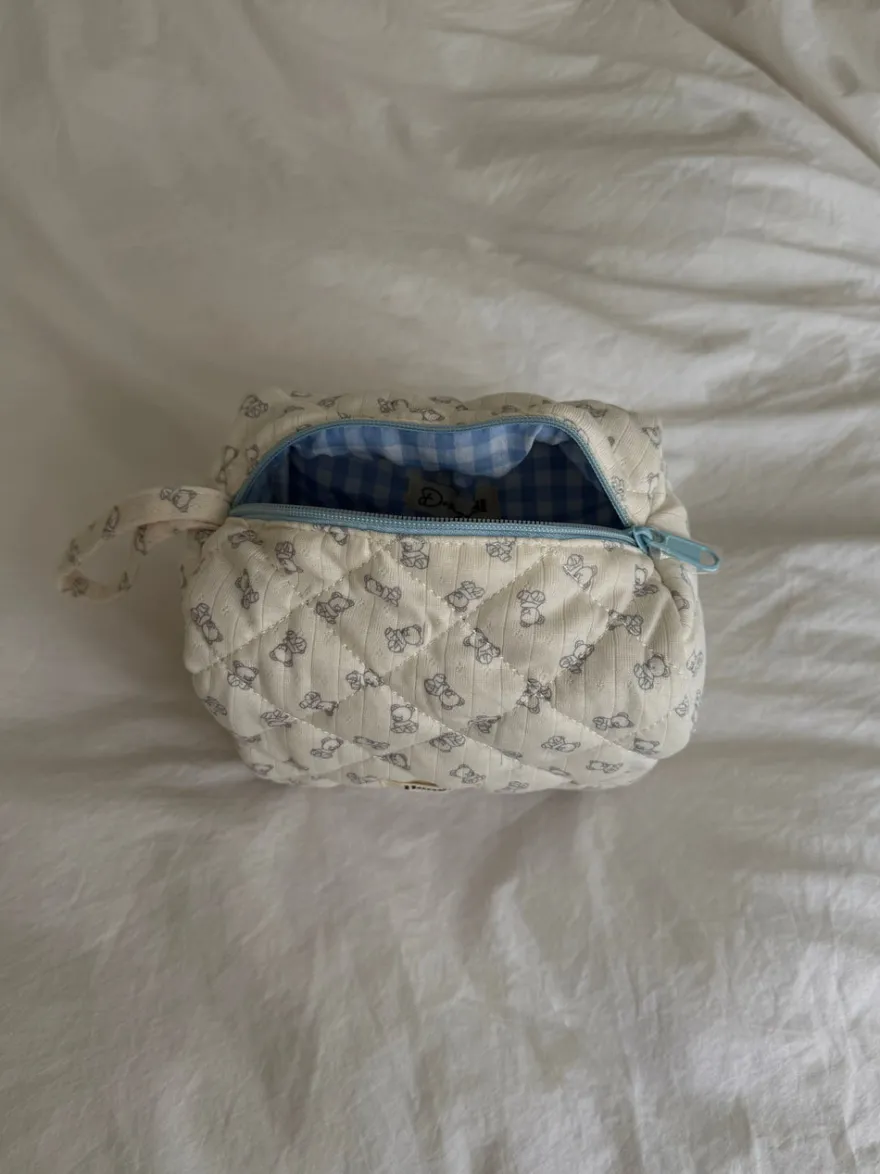 Design By Si Honey lille toilettaske - Off white med bamser Hot