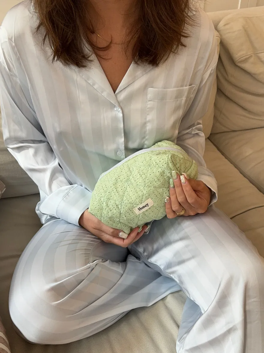Design By Si Honey stor toilettaske - Mint grøn i broderi Discount