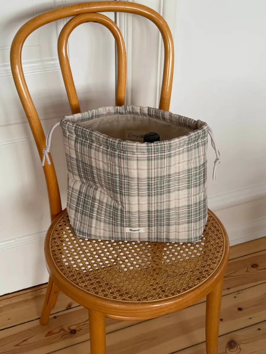 Design By Si Honey toilettaske med tern - Beige/grøn Clearance