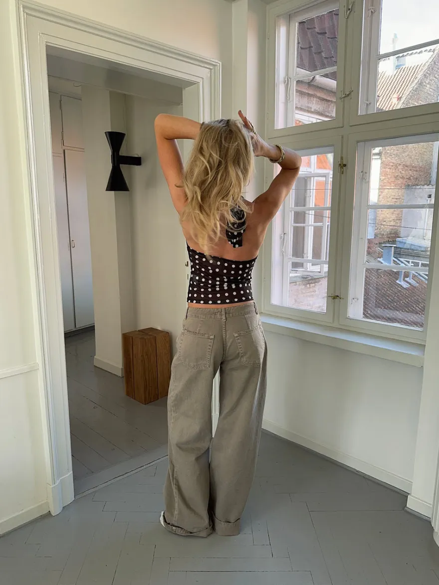 Design By Si Ida top med polkaprikker - Sort/hvid Outlet