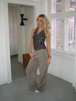 Design By Si Ida top med polkaprikker - Sort/hvid Outlet