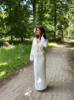 Design By Si Ines maxinederdel i strik - Hvid Online