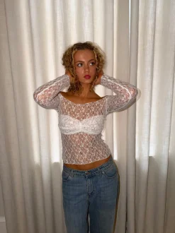 Design By Si Inez blondebluse - Hvid Outlet