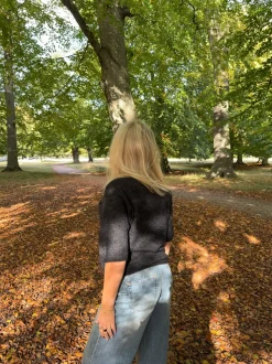 Design By Si Isabell trekvartærmet striktrøje - Mørkegrå Hot