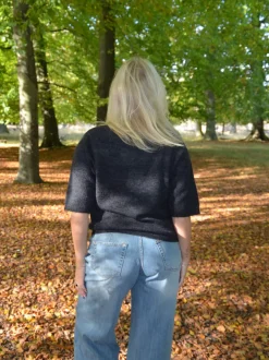 Design By Si Isabell trekvartærmet striktrøje - Mørkegrå Hot