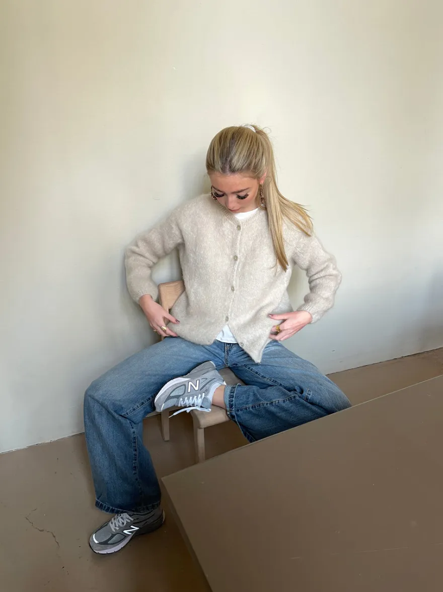 Design By Si Jamilla mohair cardigan - Beige Online