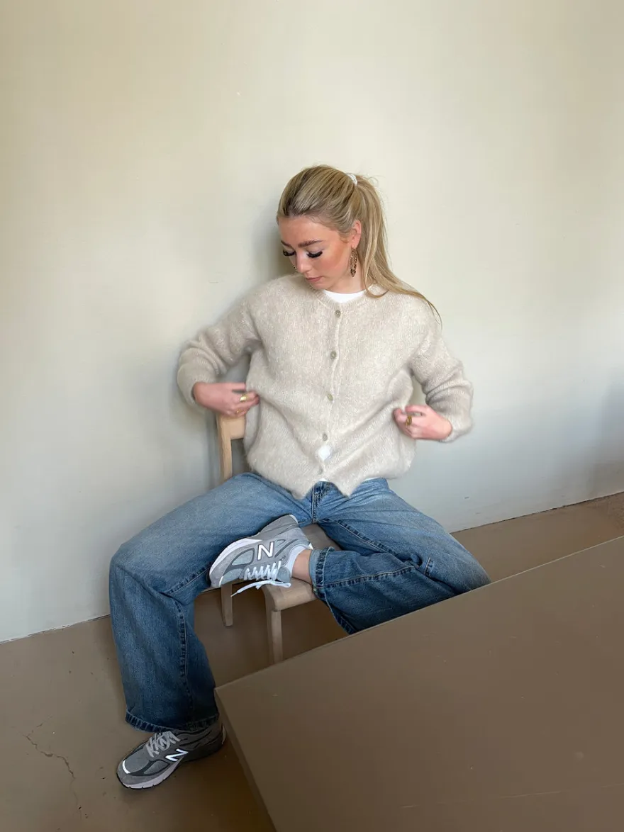 Design By Si Jamilla mohair cardigan - Beige Online