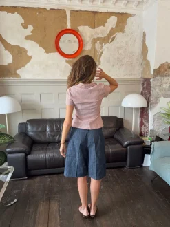 Design By Si Josephine figursyet skjorte med korte ærmer - Rød/hvid Sale