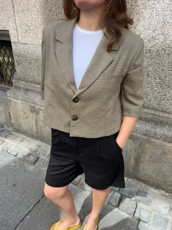 Design By Si Juliane cropped blazer i tern - Grøn Sale