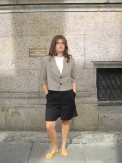 Design By Si Juliane cropped blazer i tern - Grøn Sale