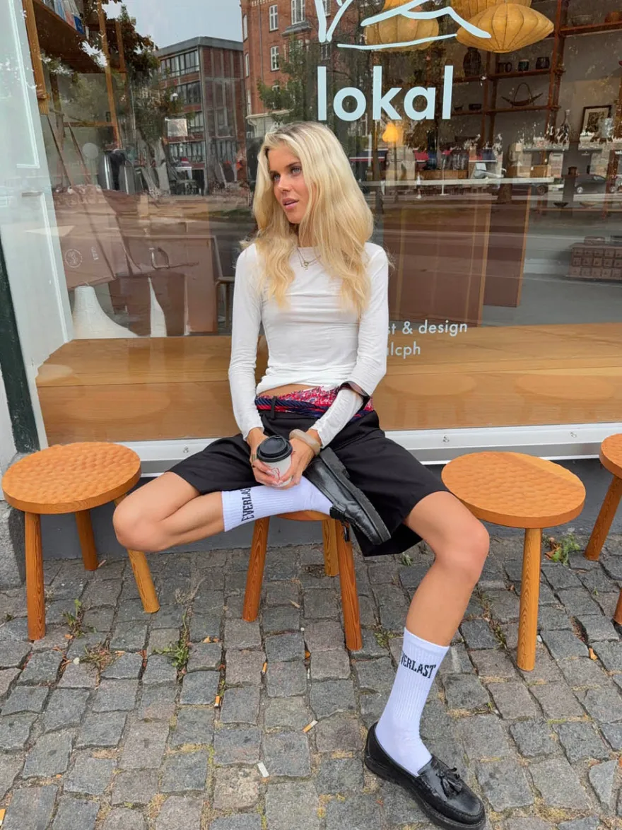 Design By Si Kaia langærmet cashmere bluse - Hvid
