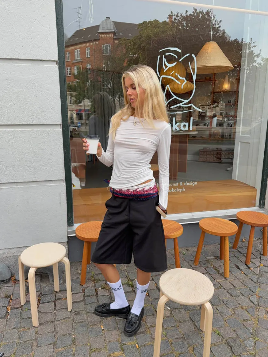 Design By Si Kaia langærmet cashmere bluse - Hvid
