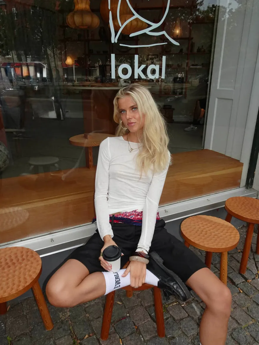 Design By Si Kaia langærmet cashmere bluse - Hvid