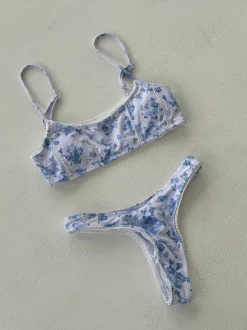 Design By Si Kamille bikini med blomster - Hvid/blå