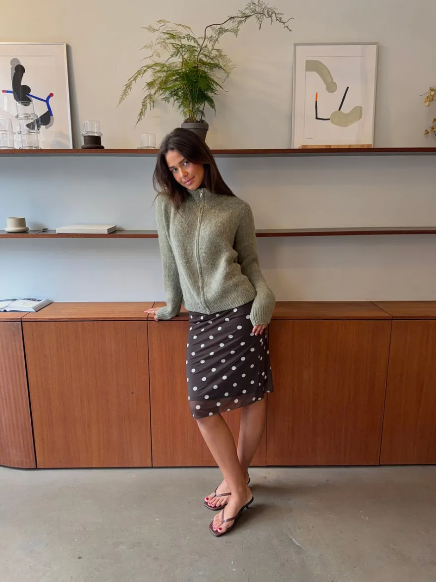 Design By Si Kami striktrøje med zip up - Grøn Clearance
