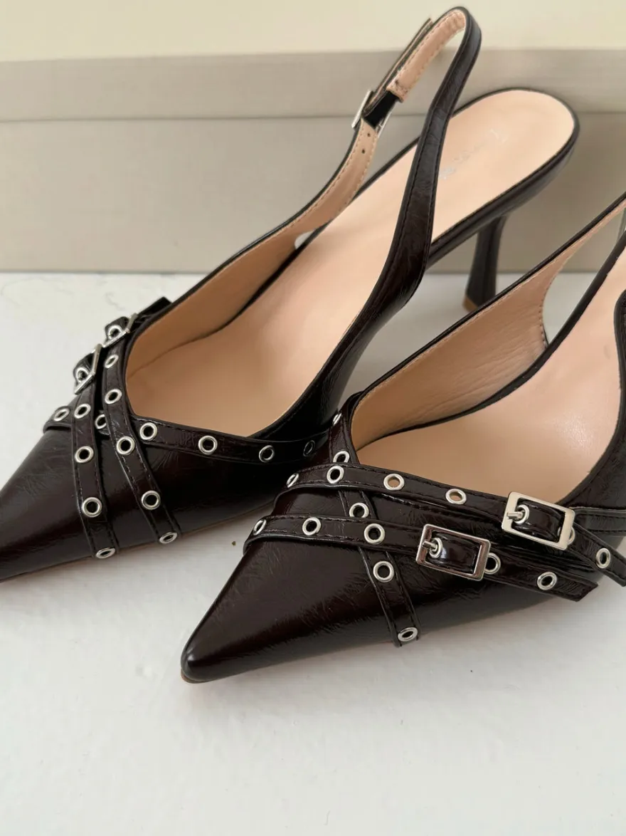 Design By Si Kandy slingback stiletter - Brun New