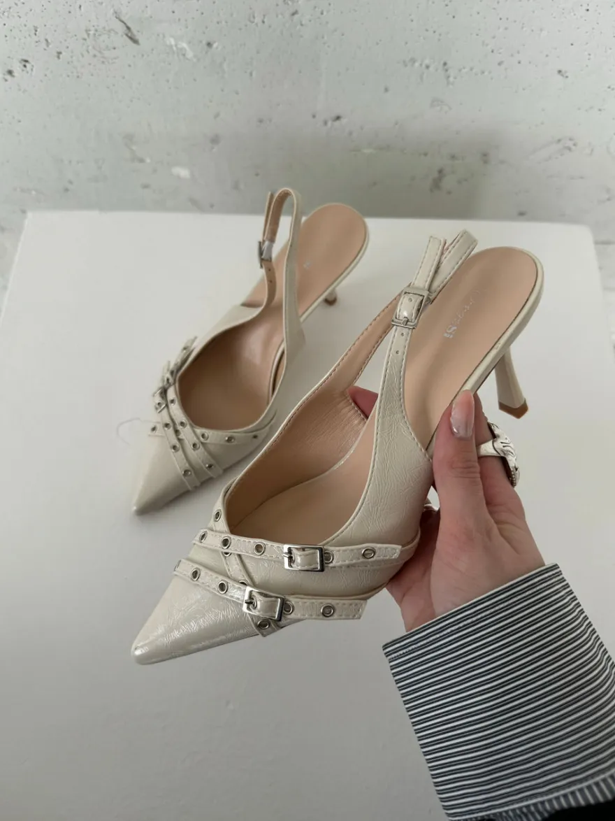 Design By Si Kandy slingback stiletter - Cream Online