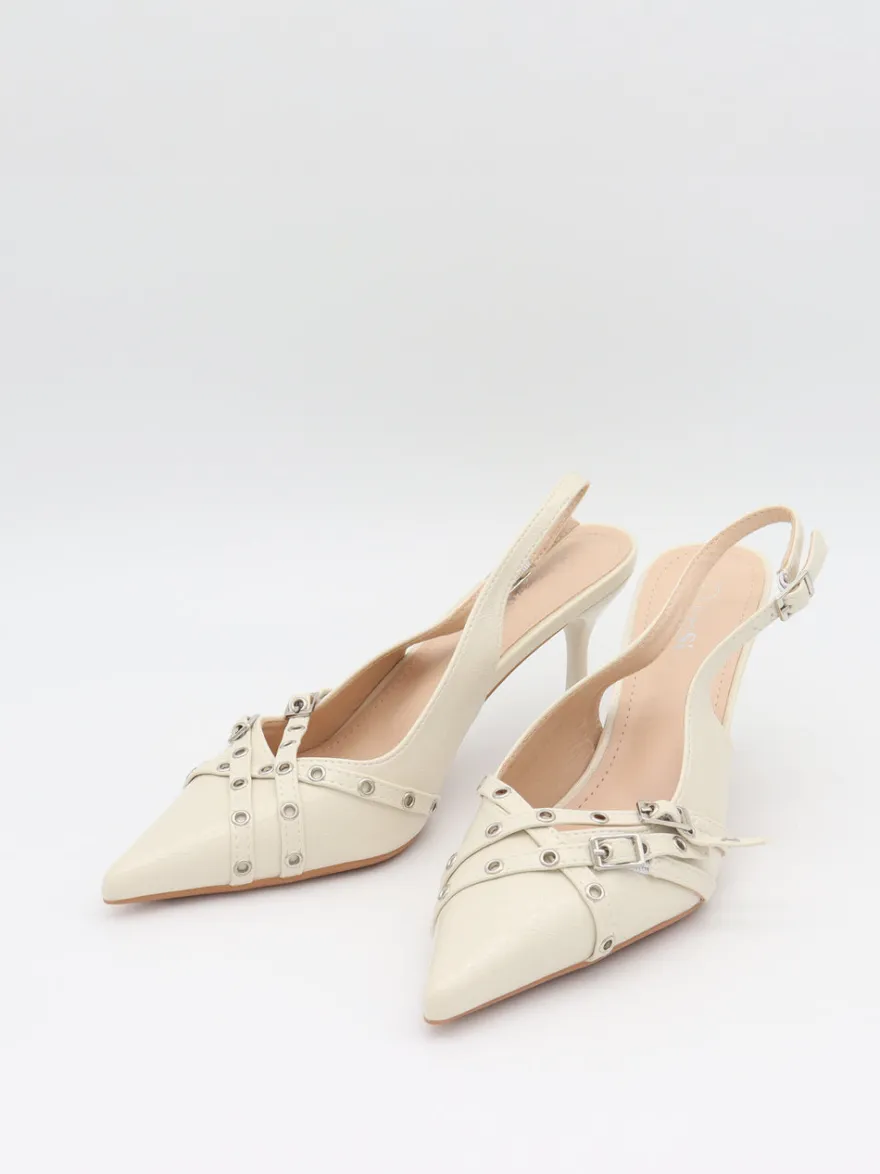Design By Si Kandy slingback stiletter - Cream Online