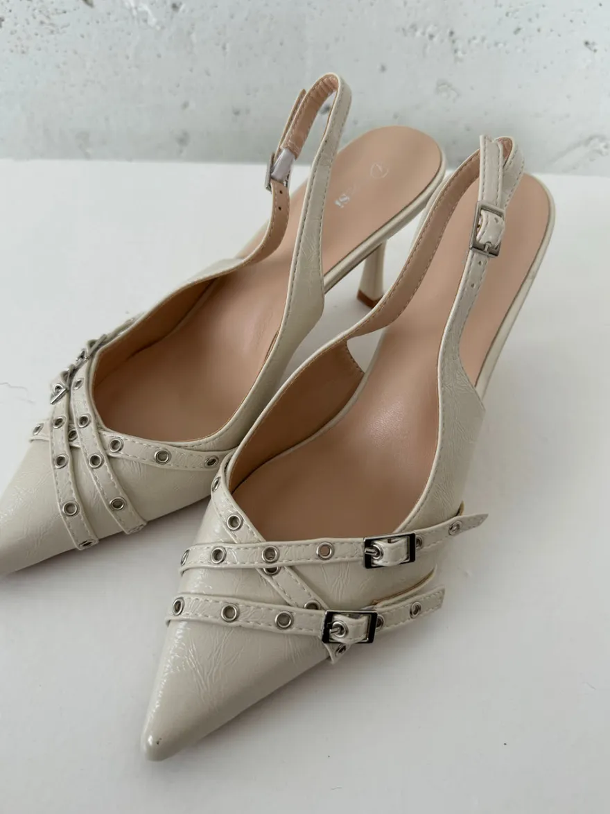 Design By Si Kandy slingback stiletter - Cream Online
