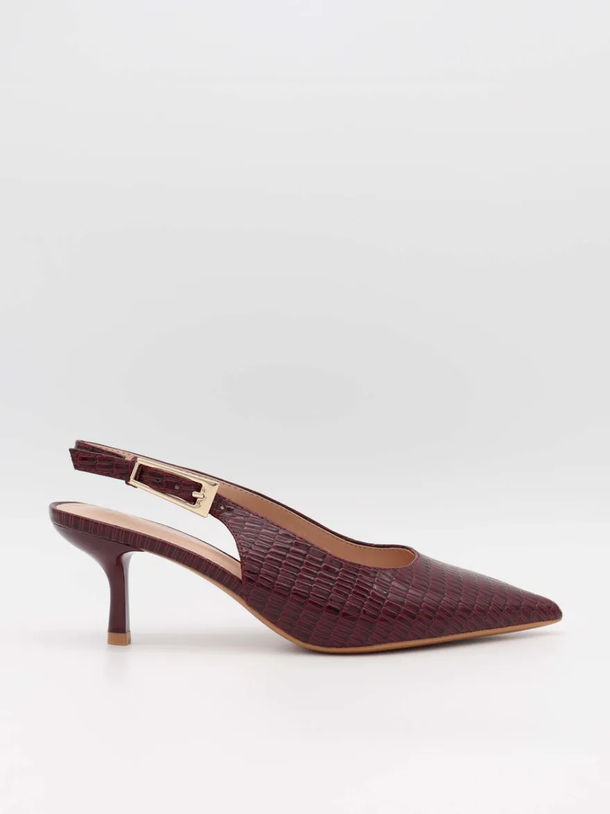 Design By Si Karline slingback mules med krokodilleprint - Mørkerød Best