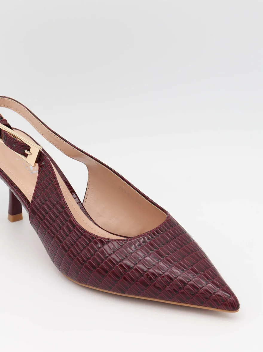 Design By Si Karline slingback mules med krokodilleprint - Mørkerød Best
