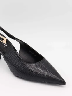 Design By Si Karline slingback mules med krokodilleprint - Sort Best