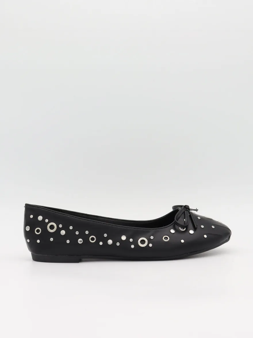 Design By Si Katarine ballerinaer med nitterdetaljer - Sort Clearance