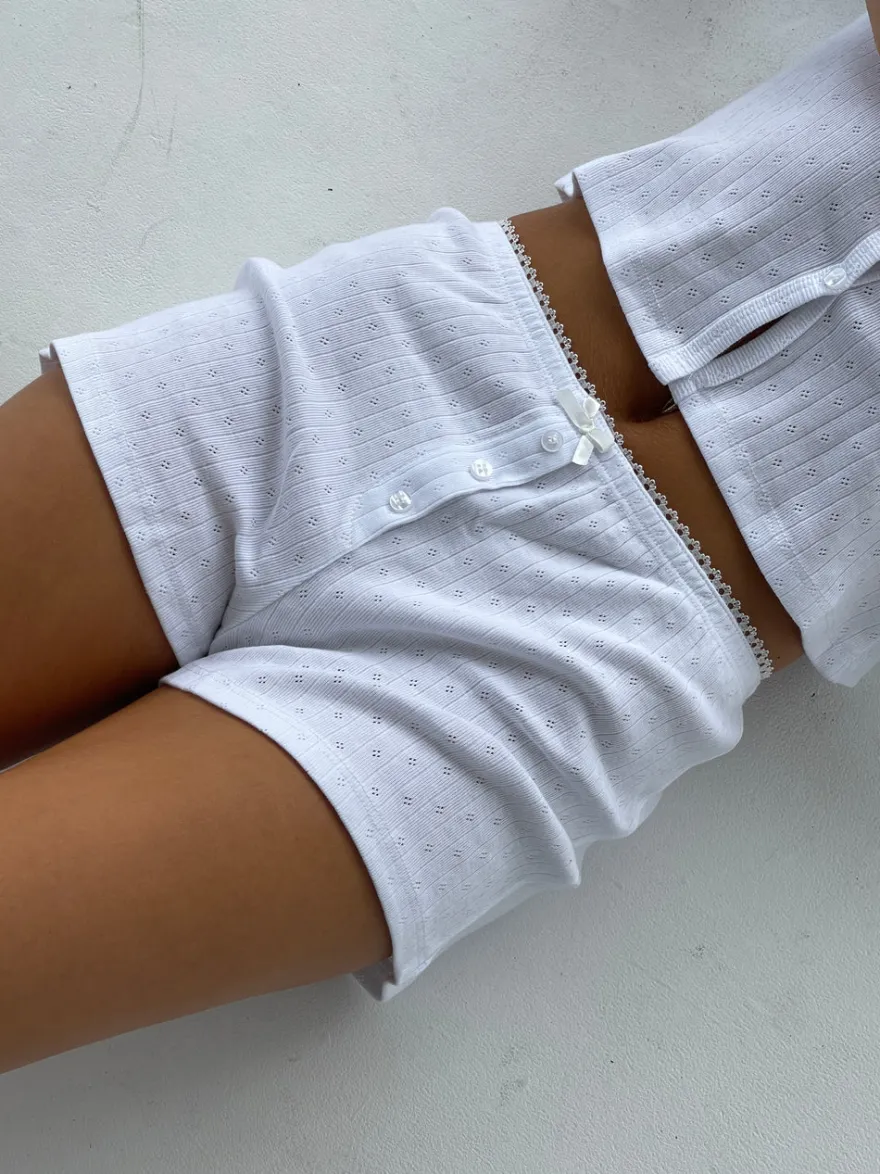 Design By Si Kaya pointelle shorts - Hvid Outlet