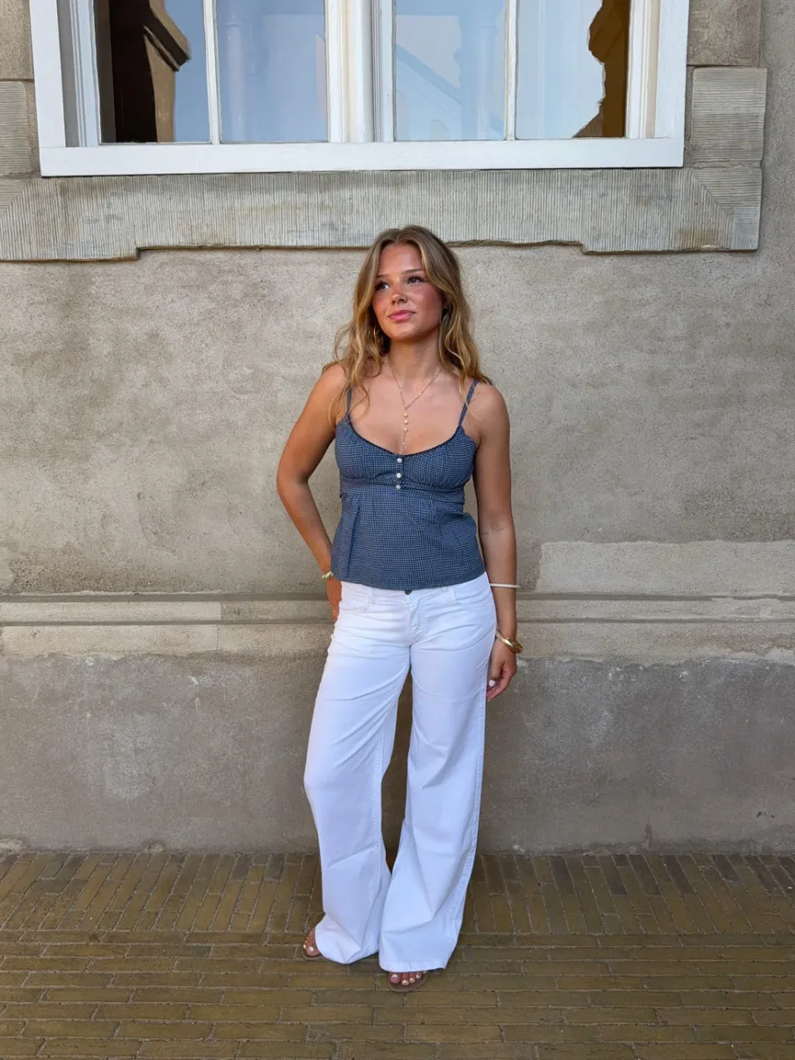 Design By Si Kennie lavtaljede jeans - Hvid Sale