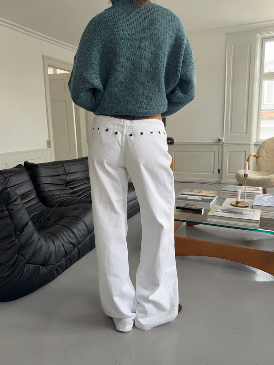 Design By Si Kenny jeans med metalringe - Hvid Sale