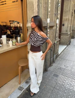 Design By Si Kimmie top med zebra print - Brun/hvid Online