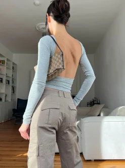 Design By Si Leah bluse med åben ryg - Lysegrå Sale
