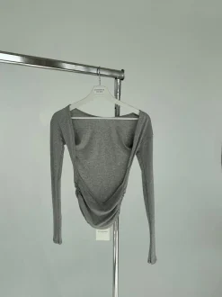 Design By Si Leah bluse med åben ryg - Lysegrå Sale