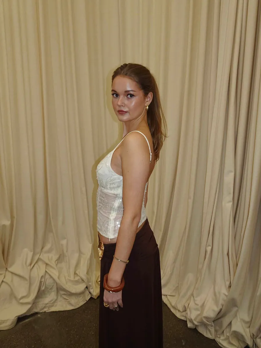 Design By Si Lelija top med pailletter - Off white