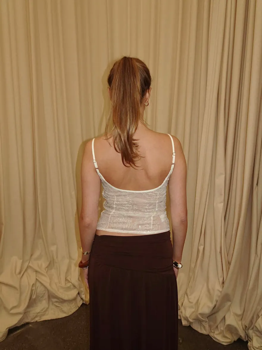 Design By Si Lelija top med pailletter - Off white