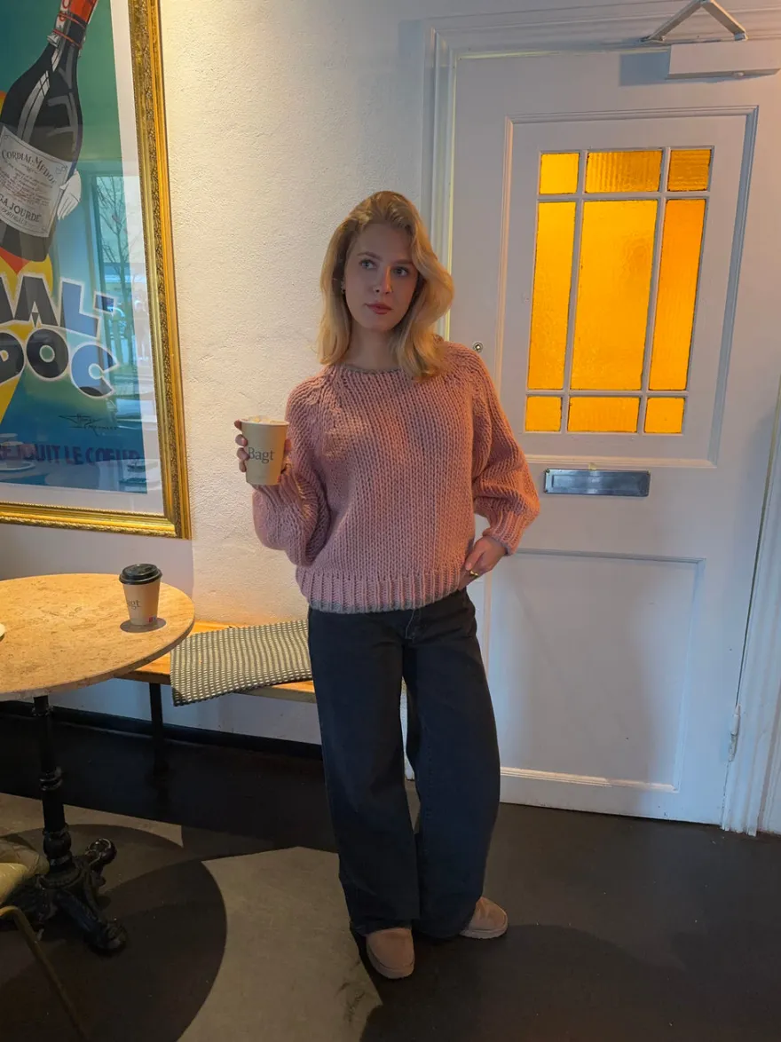 Design By Si Lilou striktrøje - Lyserød/grå Clearance