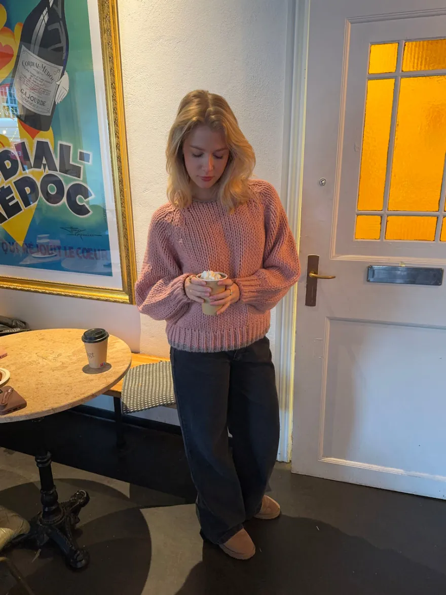 Design By Si Lilou striktrøje - Lyserød/grå Clearance