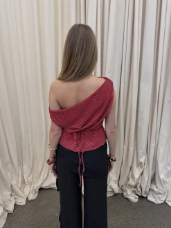 Design By Si Lily top med striber - rød/bordeaux New