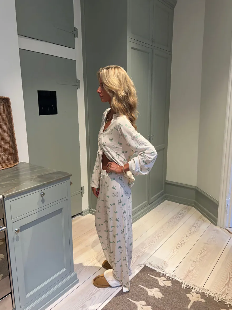 Design By Si Linnea pyjamasbukser med sløjfer - Off white New
