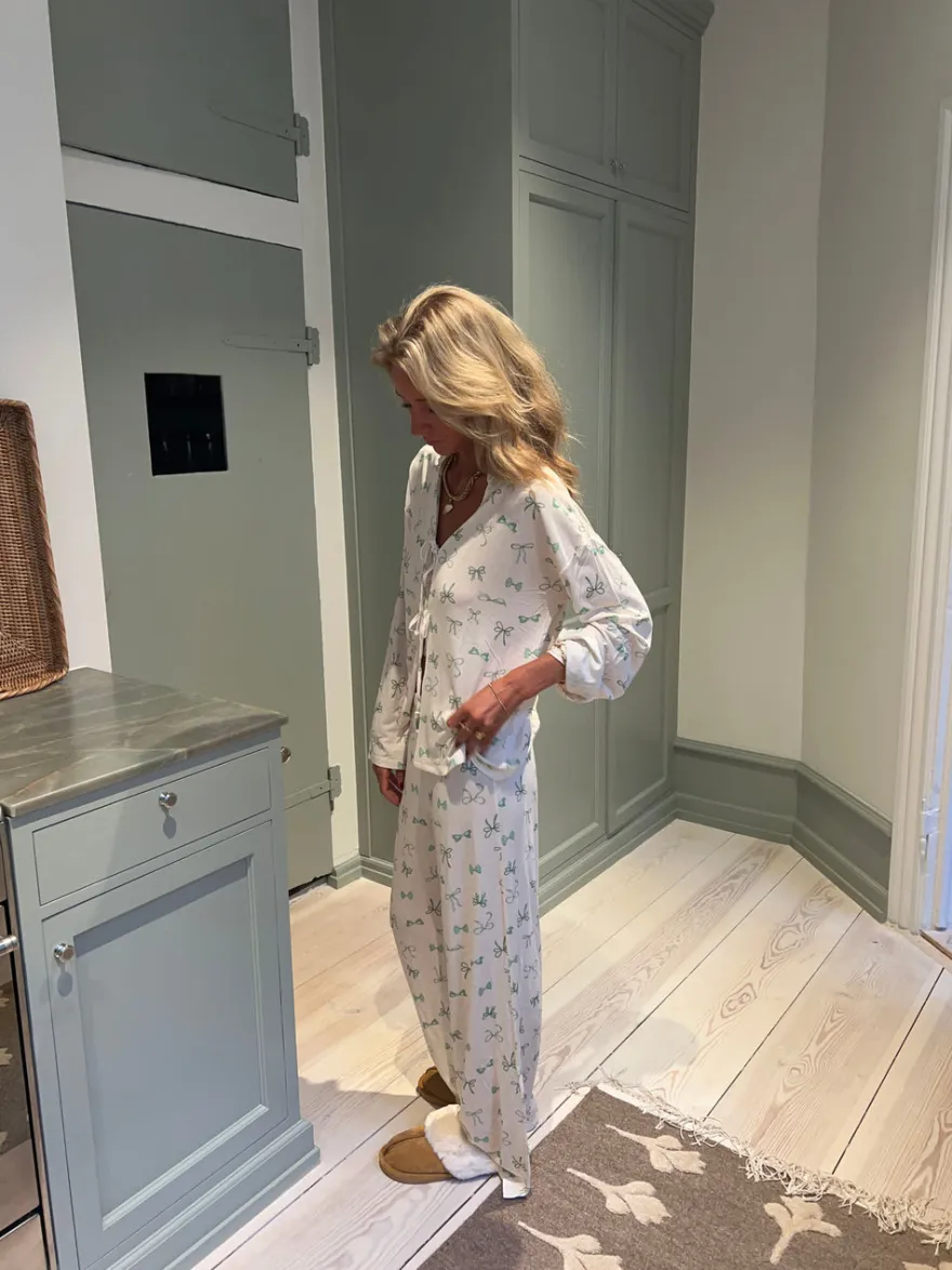 Design By Si Linnea pyjamasbukser med sløjfer - Off white New