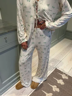 Design By Si Linnea pyjamasbukser med sløjfer - Off white New