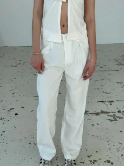 Design By Si Lisette oversized suit bukser i fløjl - Off-white Online
