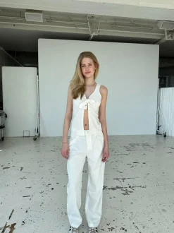 Design By Si Lisette oversized suit bukser i fløjl - Off-white Online