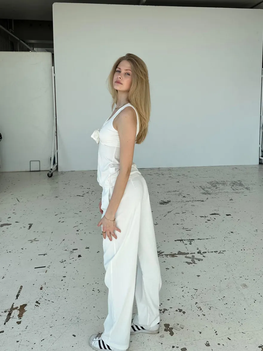 Design By Si Lisette oversized suit bukser i fløjl - Off-white Online